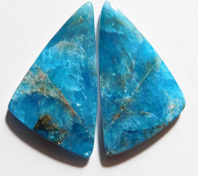 36mm X 20mm Each 59.85 Cts Natural Apatite Drilled Cabochon Match Pair