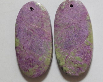 42.80 Cts Natural Purple Purpurite (34.4mm X 17mm each) Drilled Cabochon Match Pair