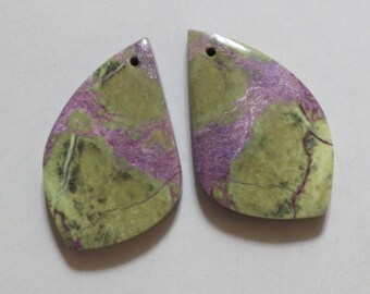 44.35 Cts Natural Purple Purpurite (33mm X 20.7mm each) Drilled Cabochon Match Pair