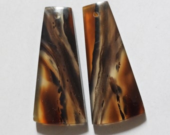 38.15 Cts Natural Montana Agate (33.6mm X 15mm Each) Drilled Cabochon Match Pair