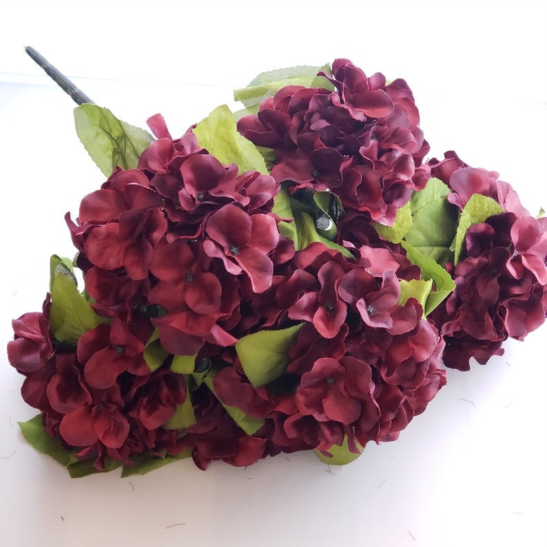 Burgundy Hydrangea Wine Faux Flower Artificial Hydrangea Etsy