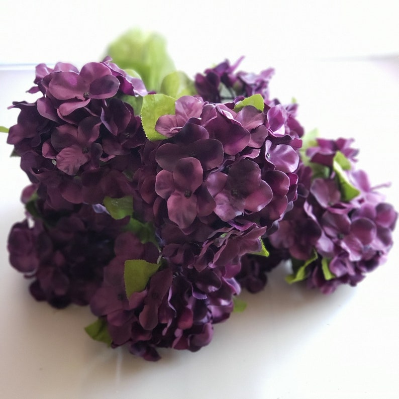Eggplant Hydrangea, Plum Faux Flower, Artificial Hydrangea, Silk