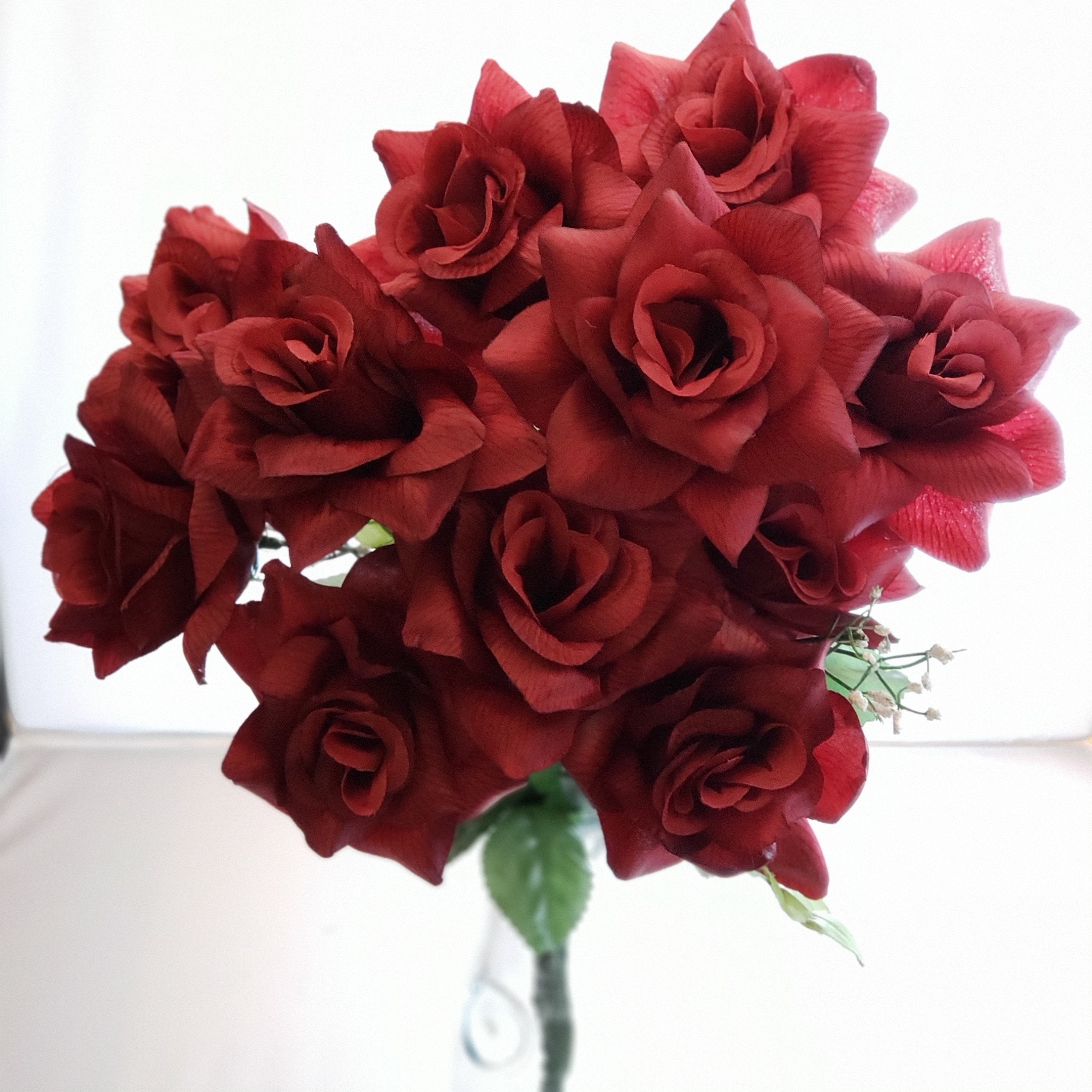 Burgundy RosesWine Artificial Roses 12 Stems Burgundy Etsy