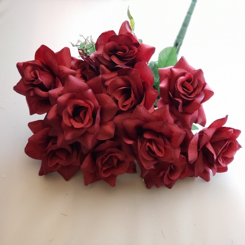 Burgundy RosesWine Artificial Roses 12 Stems Burgundy Etsy