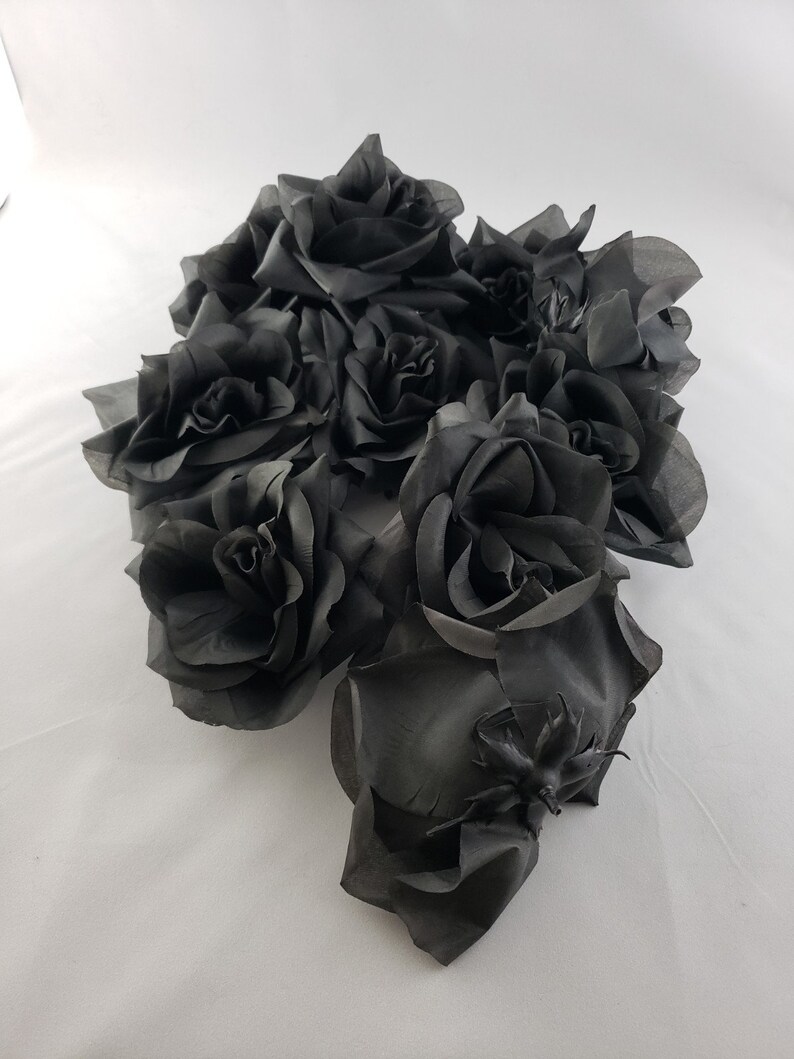 Black Silk Roses 9 Artificial Roses 9 Stems Black Silk Etsy