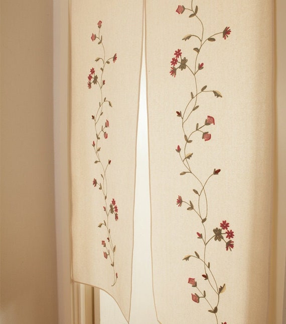 Embroidery Linen Fabric door curtain Floral Noren Etsy