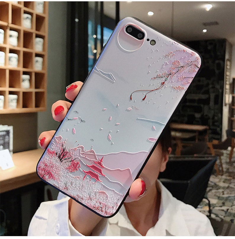 Soft emboss iPhone Case Chinese Landscape Phone Case