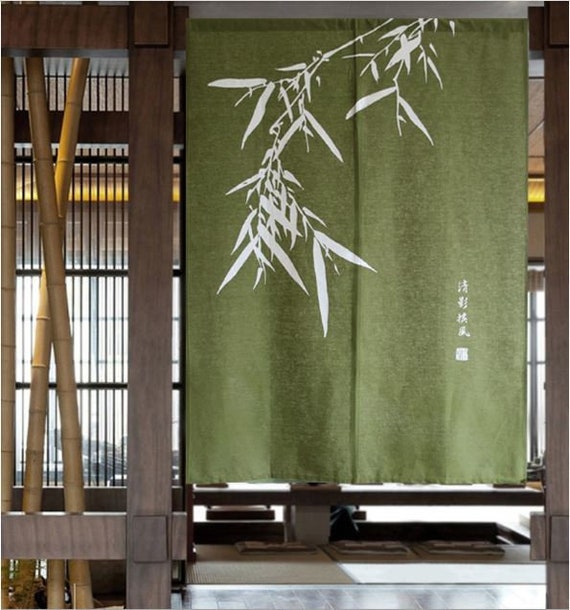 Bamboo Door Curtain Oriental Stylesilk Screen Noren Curtain Etsy