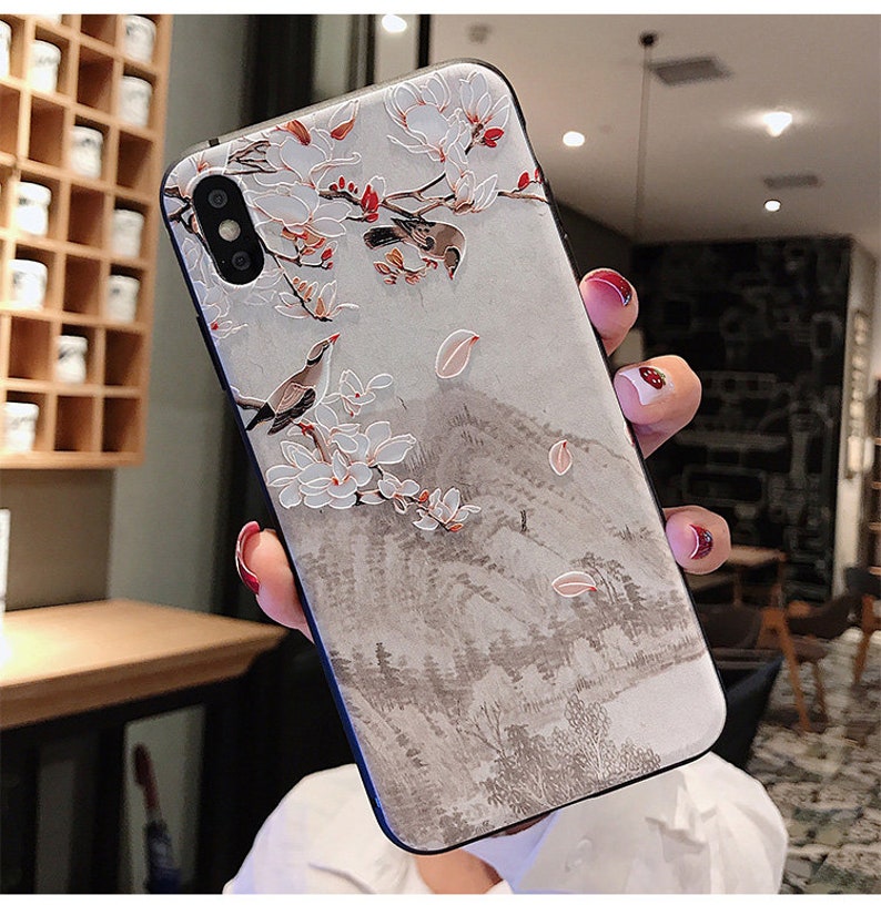 Soft emboss iPhone Case Chinese Landscape Phone Case