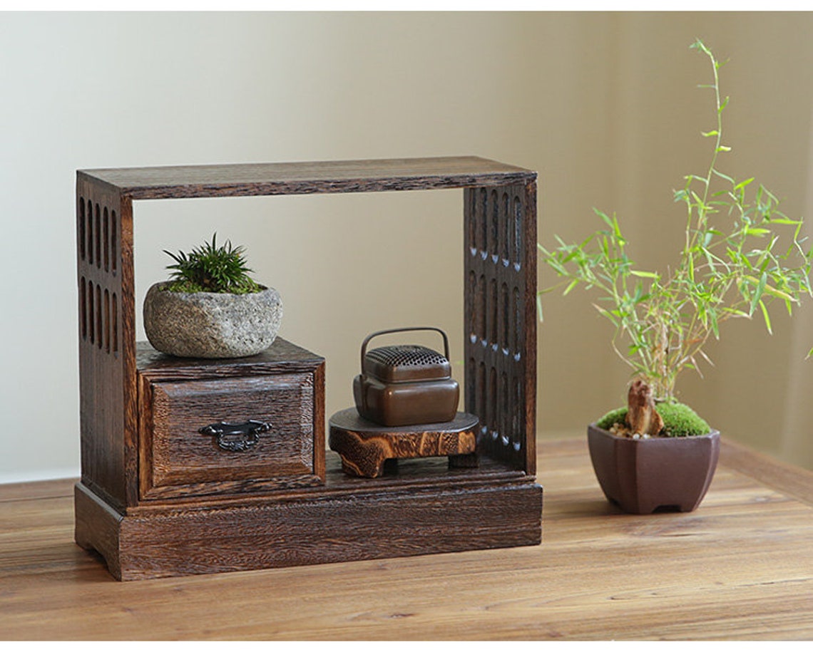 Wooden Bonsai display stand Indoor wooden plant stand Etsy