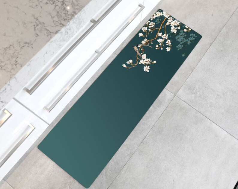 Floral /& Birds Water Absorption Non-slip Rug