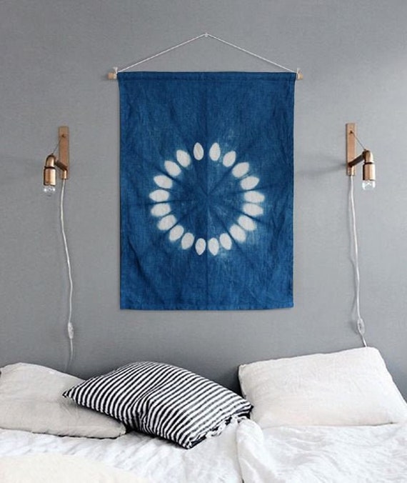 Indigo Wall Hanging Linen Fabric Wall Hanging