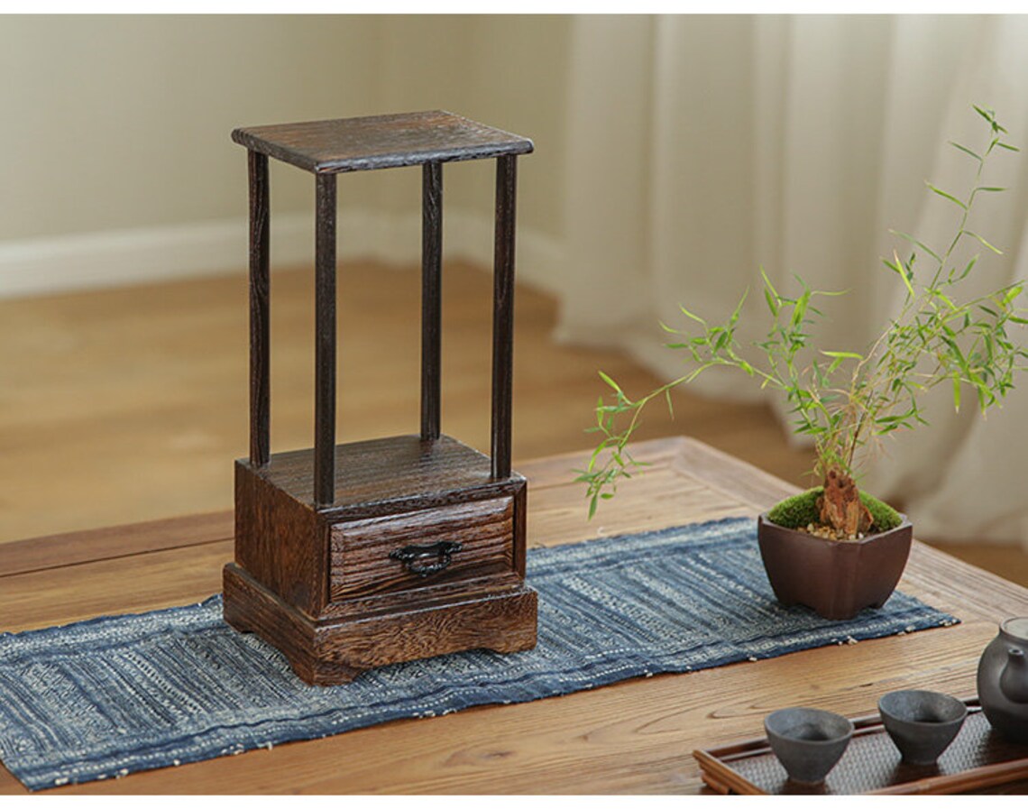 Wooden Bonsai display stand Indoor wooden plant stand Etsy