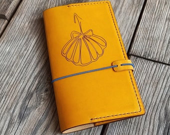 Leather Way of St. James credential cover.Notebook personalized.Leather cover.Field notes cover.Field notes seath.Field notes personalized.