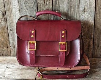 Men's leather shoulder bag, women's leather shoulder bag, Satchel bag, Small Satchel, Burgundy Satchel,