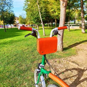 Leather bicycle bag. Handlebar leather bag. Leather saddle bag. Leather pannier.