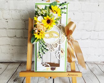 Hochzeitsgeschenkkarte Geldhalter - Grün und Hellgrün Glückwunschkarte - Hochzeitsgeschenk - Einzigartiges Geschenk für Hochzeit - Geschenk für Paare