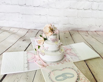 Explosionsbox, Pop Up Karte, Hochzeit Pop Up Karte mit Kuchen, Überraschungsgeschenk, Hochzeitsgeschenk