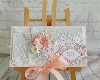 Geburtstagskarte, Jubiläumskarte, handgemachte personalisierte Geburtstagskarte für Frauen, Glückwunschkarten, Hochzeitskarte, Geschenkgeldhalter