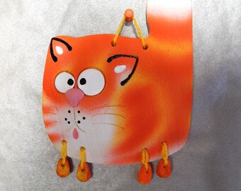 Ceramic wall Sunny Cat. Ginger cat. Ceramic Wall Art. Cat Wall Hanging. Hand Made Ceramics. Ceramic wall hanging decor. Orange or brown cat