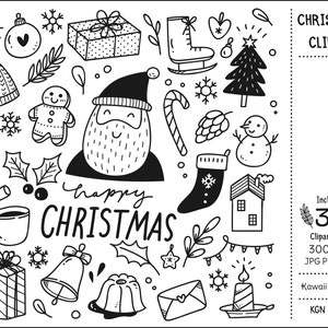 Cute CHRISTMAS Clipart, kawaii clipart, cute vector, doodle clipart, cute doodle, digital download