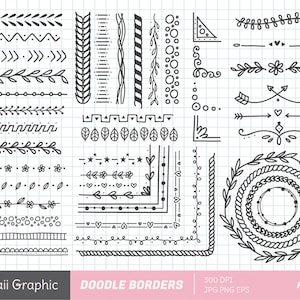Laurels Design Element Hand Drawn Borders digital download Doodle Borders Borders clip art Dividers Wreaths