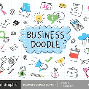 Business doodle clipart, kawaii clipart, cute vector, doodle clipart, cute doodle, digital download