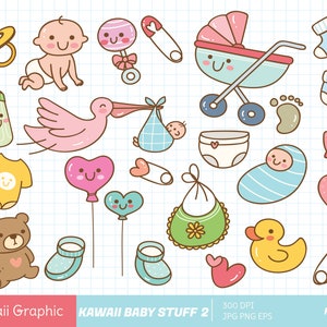 Cute Kawaii Baby Doodle clipart, cute vector clipart, digital download, cute sticker