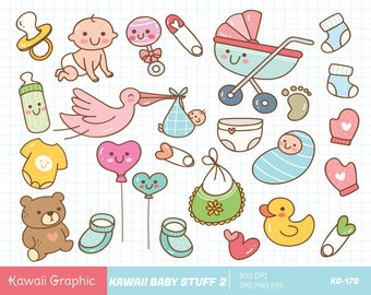 Carino Kawaii Baby Doodle clipart, carino vettore clipart, download digitale, adesivo carino