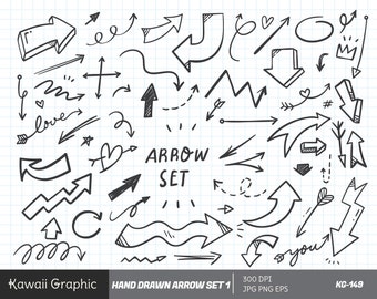 Doodle Arrow set clip art, Design Element, Wreaths, Laurels, Dividers, digital download