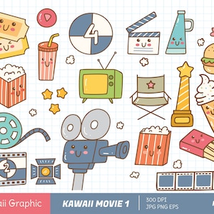 Random Kawaii Movie clipart, cute vector clipart, digital download, cute sticker