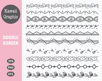 Doodle Borders, Hand Drawn Borders, Borders clip art, Design Element, Wreaths, Laurels, Dividers, digital download