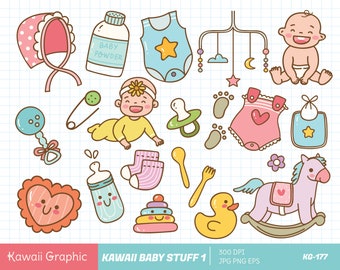 Carino Kawaii Baby Doodle clipart, clipart vettoriale carino, download digitale, adesivo carino