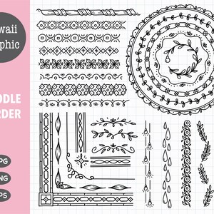 Doodle Borders, Hand Drawn Borders, Borders clip art, Design Element, Wreaths, Laurels, Dividers, digital download