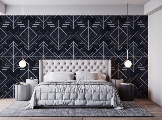 Wallpaper Peel and Stick Blue Wallpaper Geometric Blue - Etsy