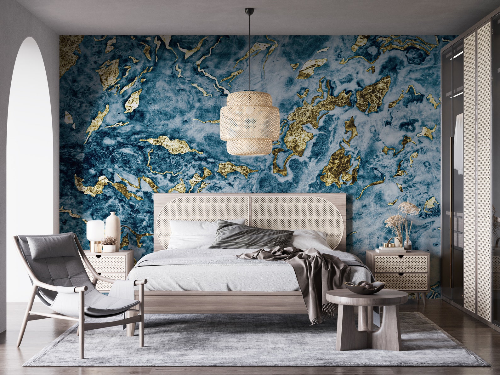 Blue and Gold Wallpaper Peel and Stick Removable Wallpaper - Etsy