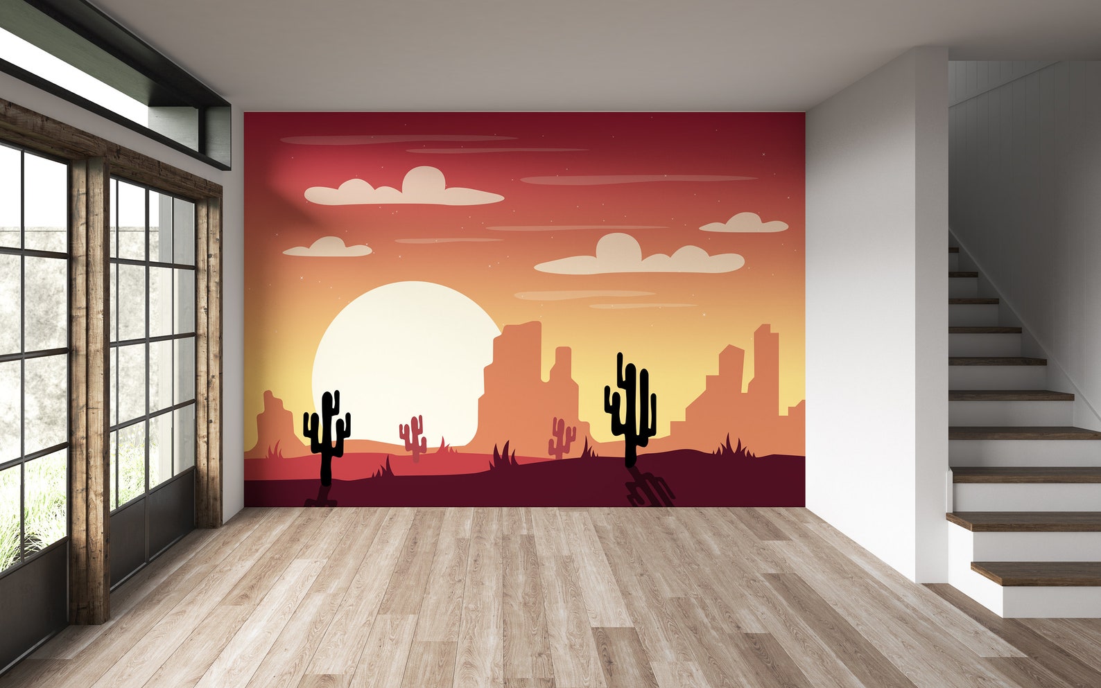 Desert Landscape Wallpaper Peel and Stick Modern Wallpaper | Etsy