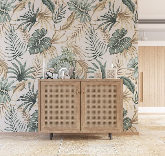 Gold and Green Leaves Wallpaper Tropical Wallpaper Gold Leaf - Etsy Gold and Green Leaves Wallpaper Tropical Wallpaper Gold Leaf - Etsy