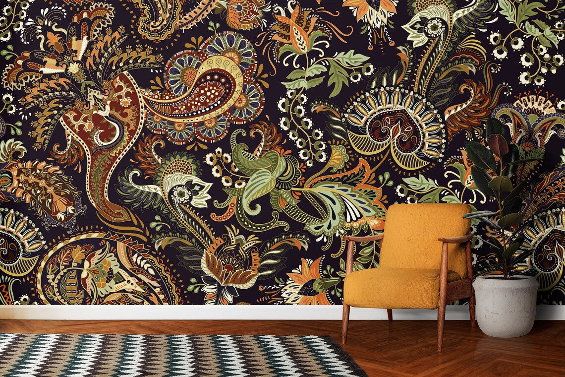 Ethnic Indian Wallpaper Peel and Stick Removable Wallpaper - Etsy