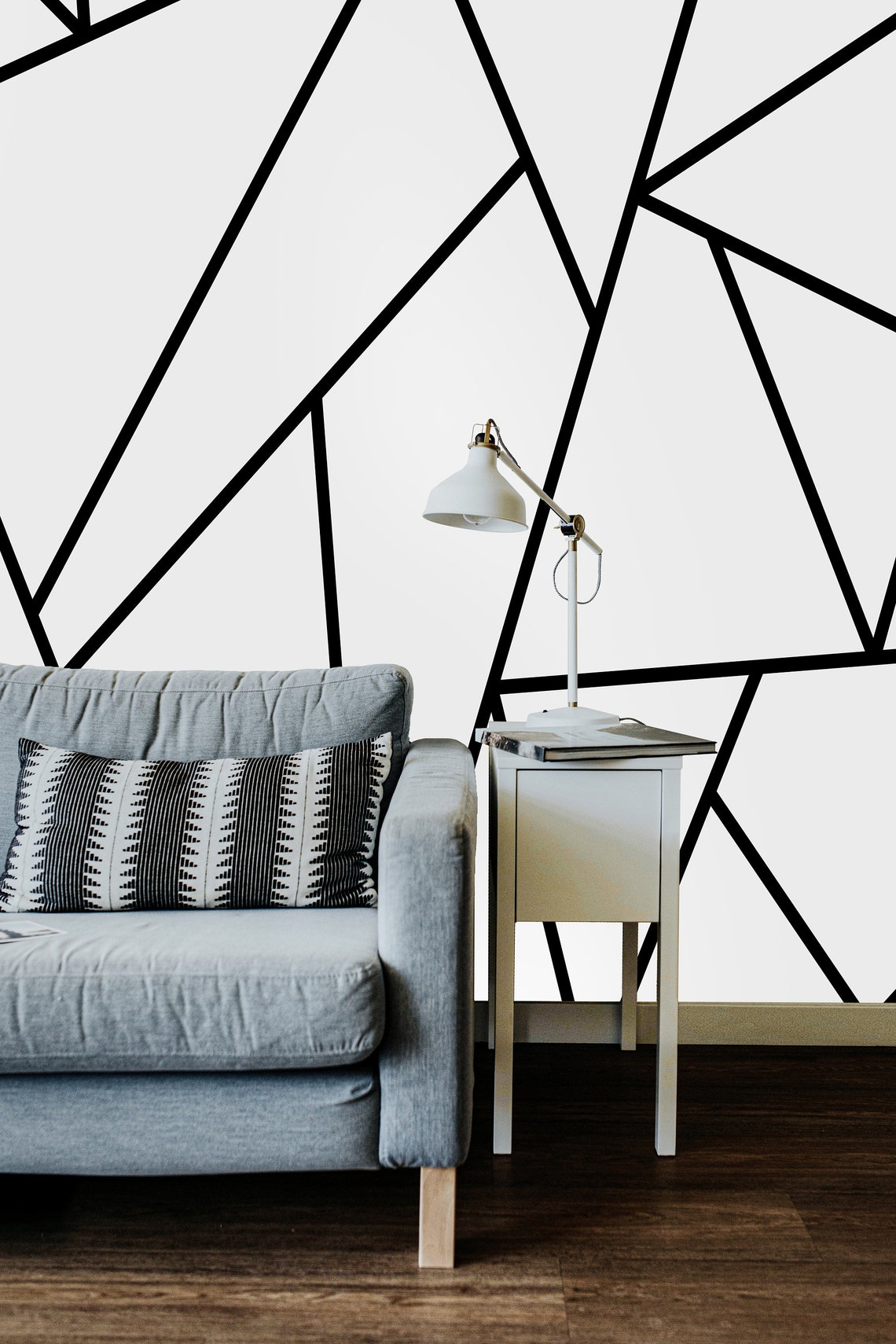 Geometric Wallpaper Peel and Stick Murals White and Black - Etsy