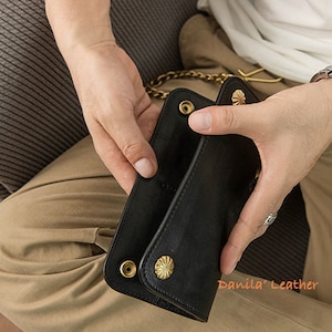 Long biker wallet leather pattern. men's wallet template, PDF Pattern with instruction. image 2
