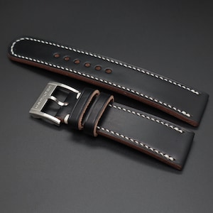 Horween Chromexcel Black leather watch strap watch band for Hamilton watch 22mm/20mm or other size