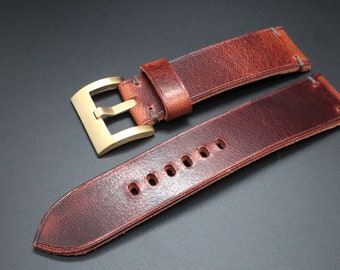 Brass buckle, Genius leather watch band, customize any size or length