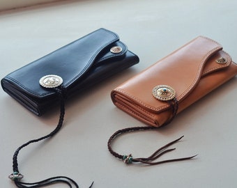 Japanse style long wallet pattern. leather template for biker wallet.
