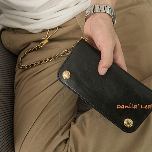 Long biker wallet leather pattern. men's wallet template, PDF Pattern with instruction.