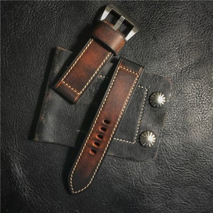 Hand made vintage leather watch strap/watch band/ Italy leaher size 20mm/21mm/22mm/23mm/24mm/26mm