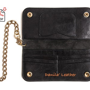 Long biker wallet leather pattern. men's wallet template, PDF Pattern with instruction. image 6
