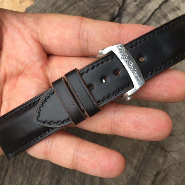 Blancpain Fifty Fathoms leather watch strap replacement/ Horween leather watch band 23mm. Fifty Fathoms buckle