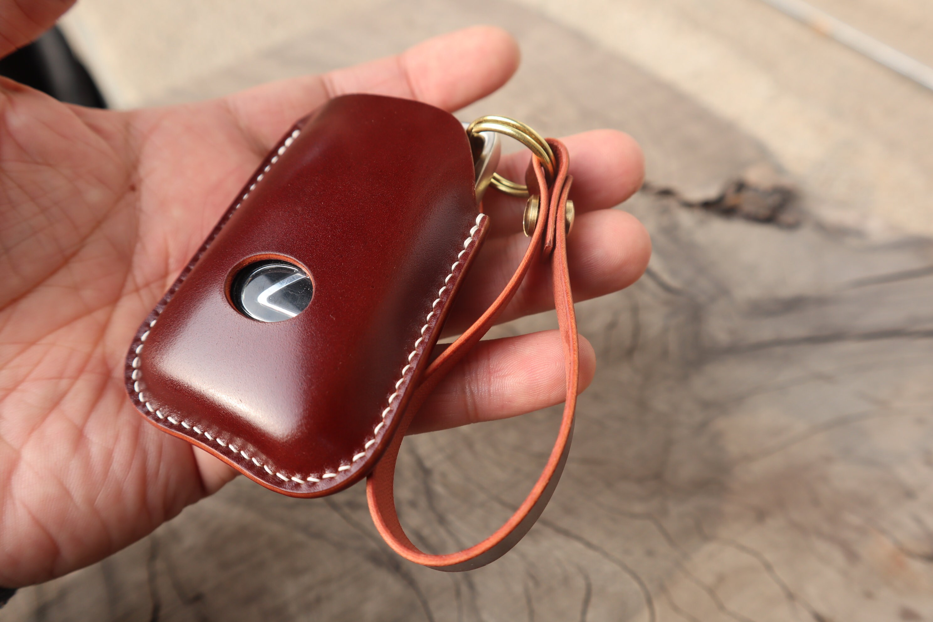 Lexus Is/es/gs/nx/rx Car Key Leather Fob, Japanese Shell Cordovan