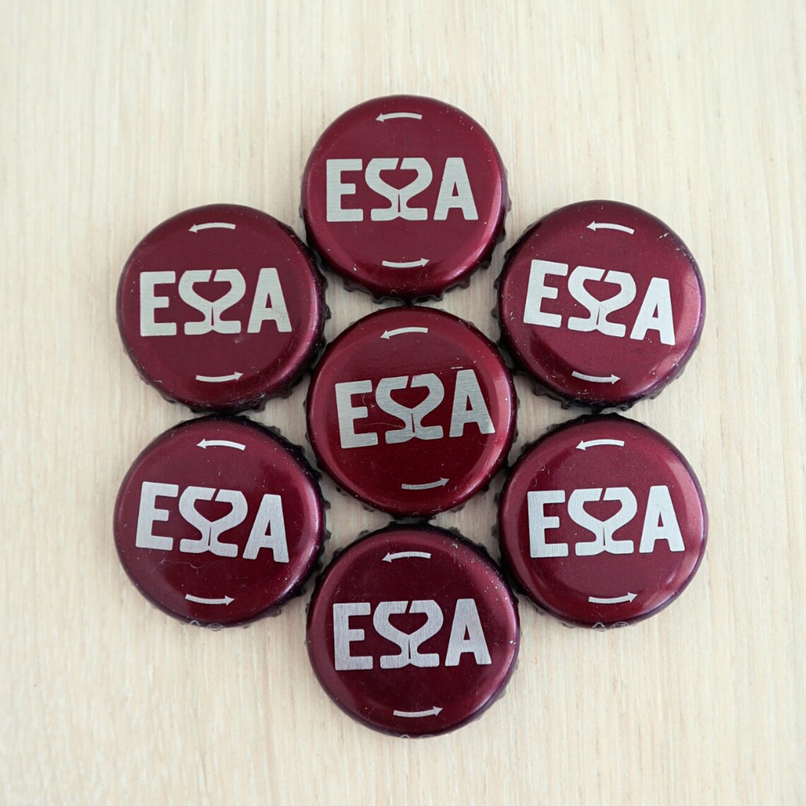 Set of 7 identical beer lids. Beer Bottle Caps. Beer lids. Etsy